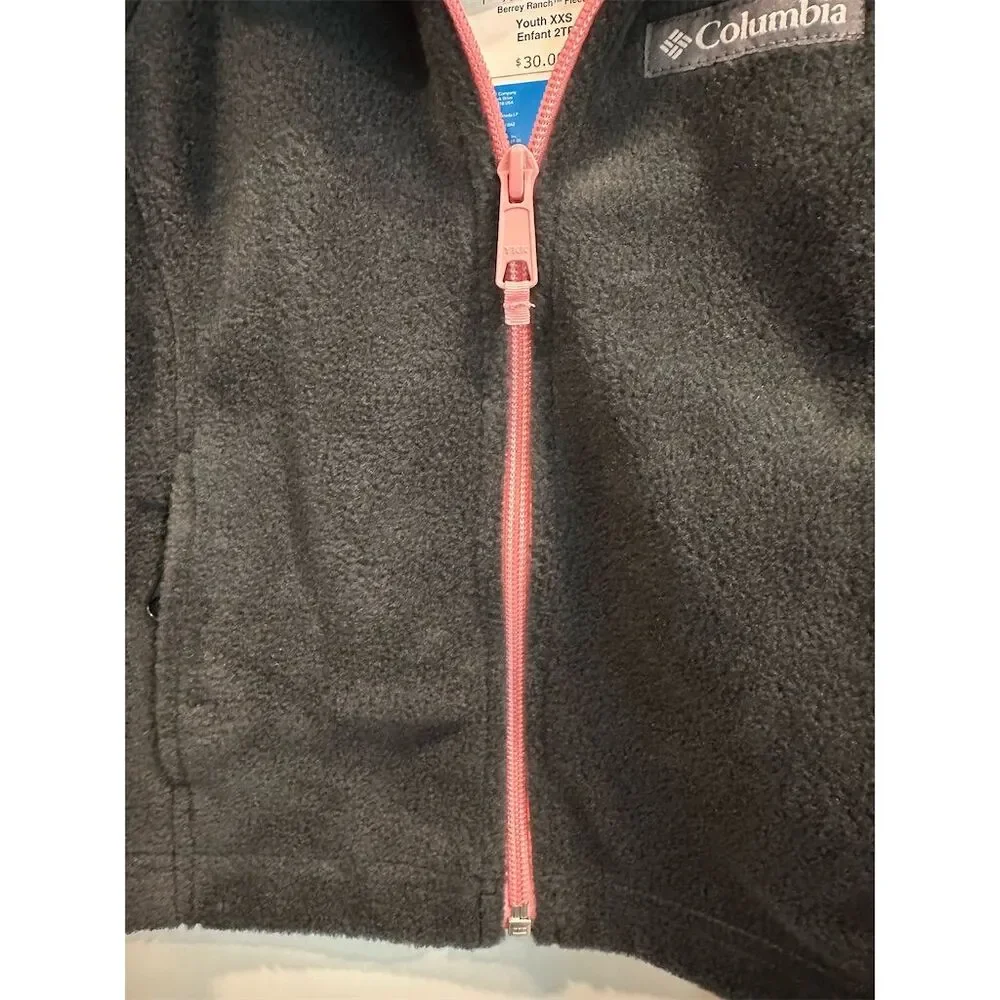 Columbia Youth Fleece Jacket Black Pink Trim Size XXS